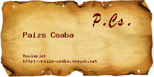 Paizs Csaba névjegykártya